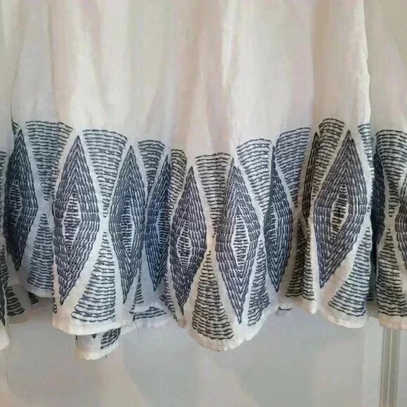 Lands' End White A-Line Skirt with Black Geometric Hem - Picture 3 of 8